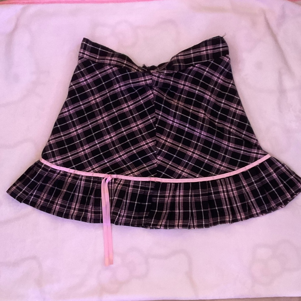 Plaid Kids Formal Skirt - Black and Pink